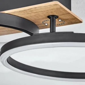 hofstein Plafonnier Avelal LED Brun, Couleur bois, Noir, 1 lumière* Lampes Modernes