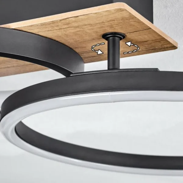 hofstein Plafonnier Avelal LED Brun, Couleur bois, Noir, 1 lumière* Lampes Modernes
