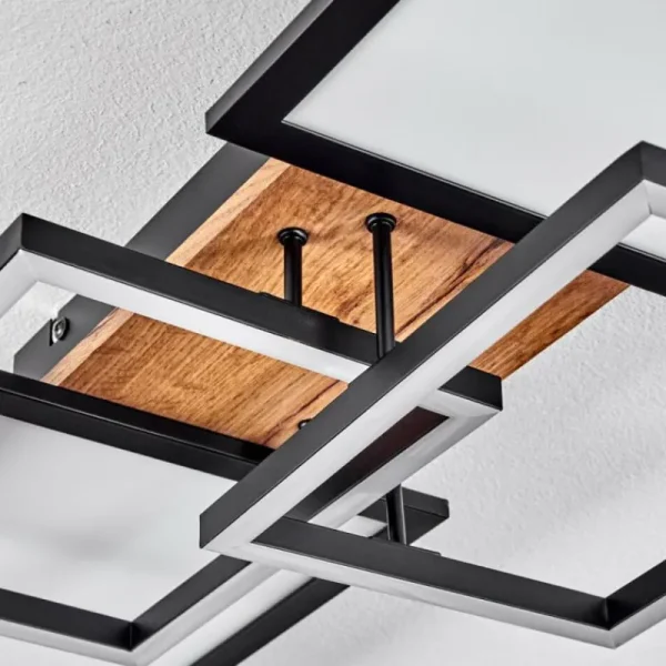 hofstein Plafonnier Avelal LED Brun, Couleur bois, Noir, 1 lumière* Lampes Modernes
