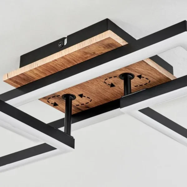 hofstein Plafonnier Avelal LED Brun, Couleur bois, Noir, 1 lumière* Lampes Modernes