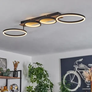 hofstein Plafonnier Avelal LED Brun, Couleur bois, Noir, 1 lumière* Lampes Modernes