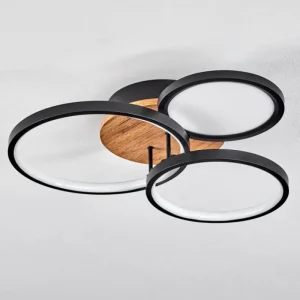 hofstein Plafonnier Avelal LED Brun, Couleur bois, Noir, 1 lumière* Lampes Modernes