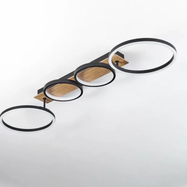 hofstein Plafonnier Avelal LED Brun, Couleur bois, Noir, 1 lumière* Lampes Modernes