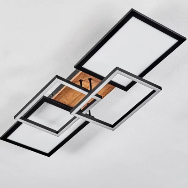 hofstein Plafonnier Avelal LED Brun, Couleur bois, Noir, 1 lumière* Lampes Modernes