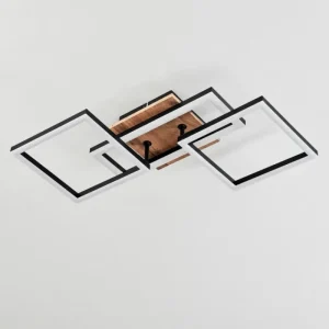 hofstein Plafonnier Avelal LED Brun, Couleur bois, Noir, 1 lumière* Lampes Modernes