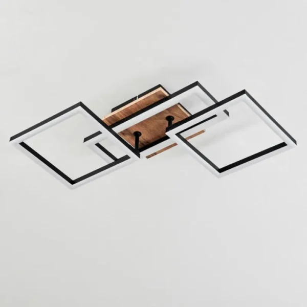 hofstein Plafonnier Avelal LED Brun, Couleur bois, Noir, 1 lumière* Lampes Modernes