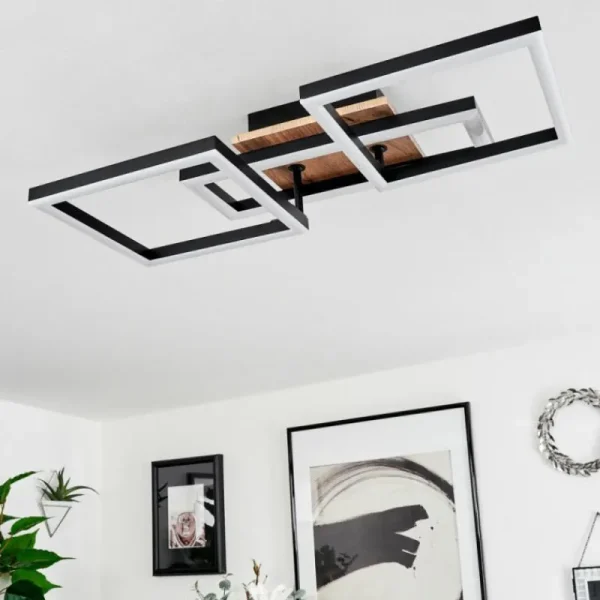 hofstein Plafonnier Avelal LED Brun, Couleur bois, Noir, 1 lumière* Lampes Modernes