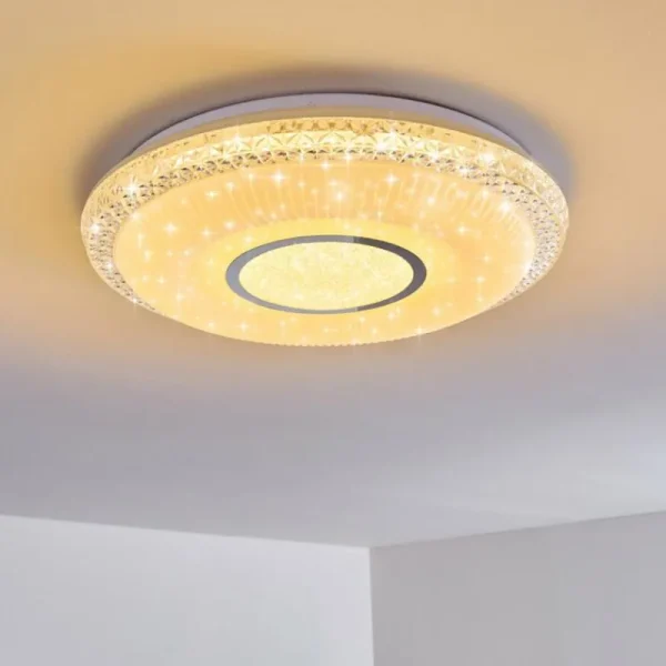 hofstein Plafonnier Avoriaz LED Blanc, 2 lumières, Télécommandes, Changeur de couleurs* Lampes Modernes