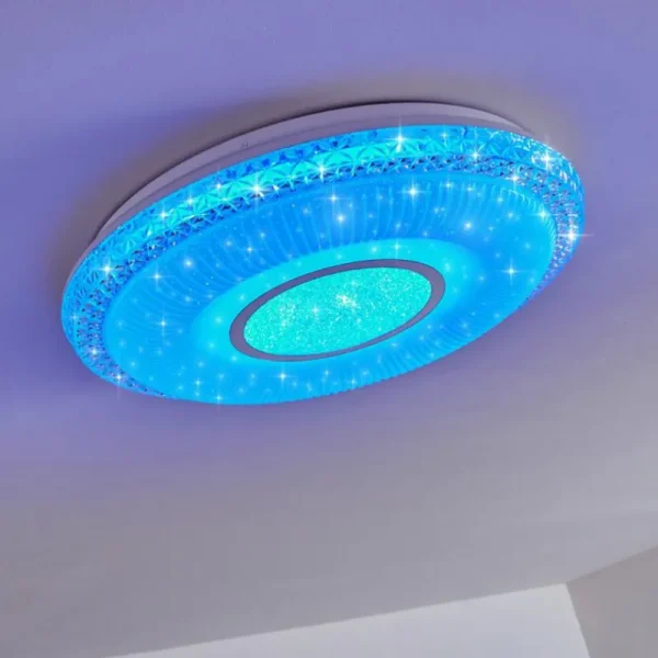 hofstein Plafonnier Avoriaz LED Blanc, 2 lumières, Télécommandes, Changeur de couleurs* Lampes Modernes