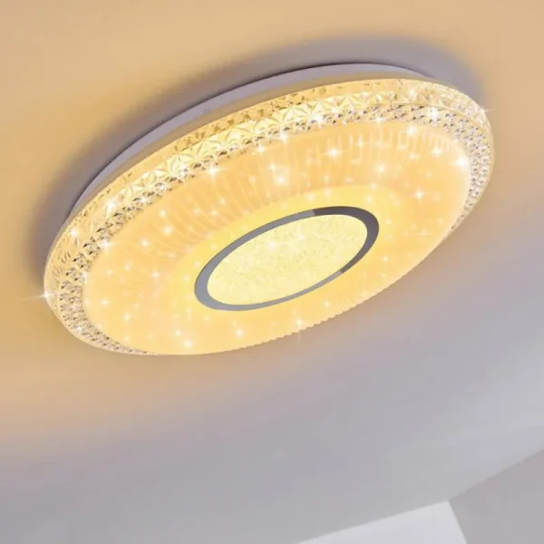 hofstein Plafonnier Avoriaz LED Blanc, 2 lumières, Télécommandes, Changeur de couleurs* Lampes Modernes