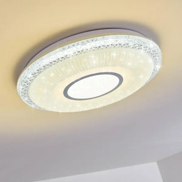 hofstein Plafonnier Avoriaz LED Blanc, 2 lumières, Télécommandes, Changeur de couleurs* Lampes Modernes