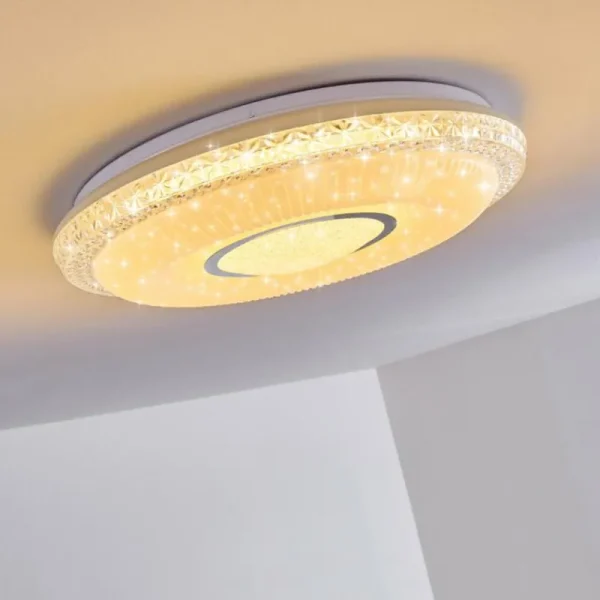 hofstein Plafonnier Avoriaz LED Blanc, 2 lumières, Télécommandes, Changeur de couleurs* Lampes Modernes