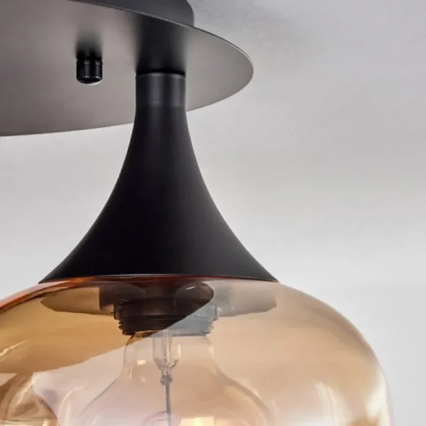 hofstein Plafonnier Azurara Noir, 3 lumières* Lampes En Verre
