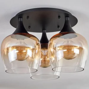 hofstein Plafonnier Azurara Noir, 3 lumières* Lampes En Verre