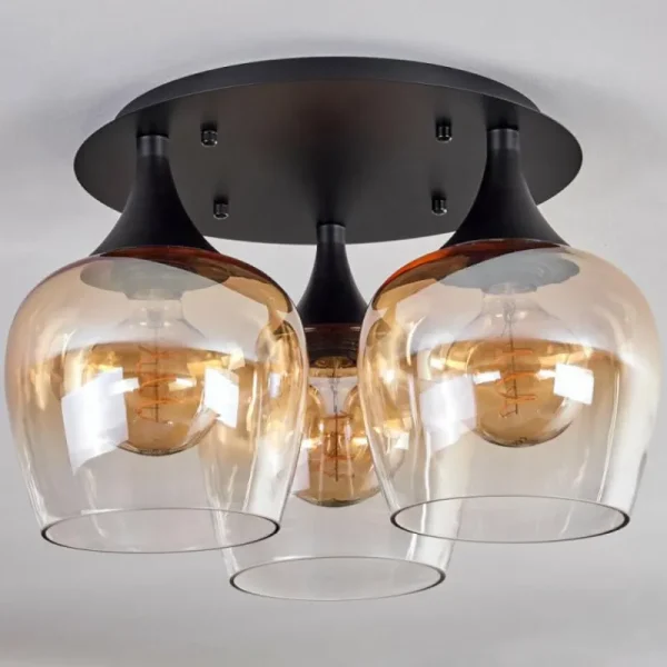 hofstein Plafonnier Azurara Noir, 3 lumières* Lampes En Verre