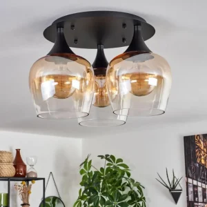 hofstein Plafonnier Azurara Noir, 3 lumières* Lampes En Verre