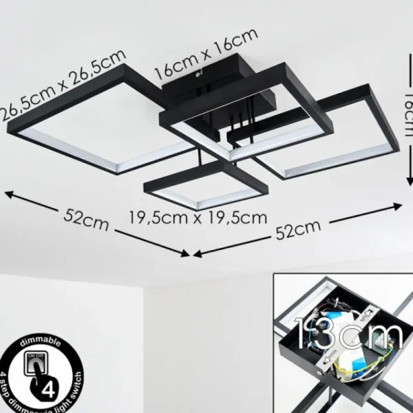 hofstein Plafonnier Bacolod LED Noir, 1 lumière* Lampes Modernes