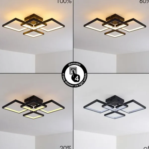 hofstein Plafonnier Bacolod LED Noir, 1 lumière* Lampes Modernes