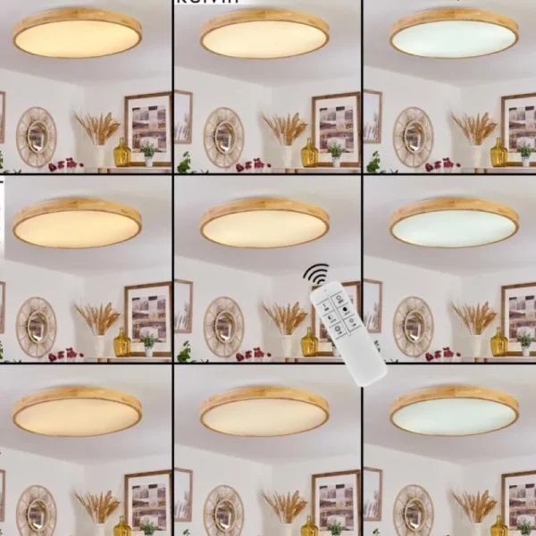 hofstein Plafonnier Bagaha LED Brun, Couleur bois, 1 lumière, Télécommandes* Lampes Modernes