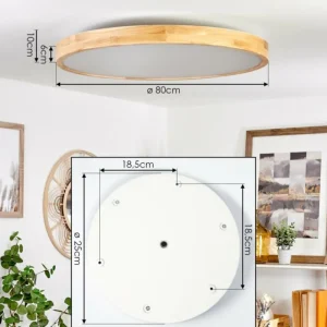 hofstein Plafonnier Bagaha LED Brun, Couleur bois, 1 lumière, Télécommandes* Lampes Modernes