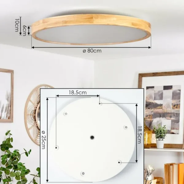 hofstein Plafonnier Bagaha LED Brun, Couleur bois, 1 lumière, Télécommandes* Lampes Modernes