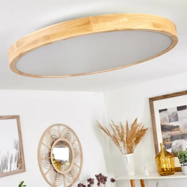 hofstein Plafonnier Bagaha LED Brun, Couleur bois, 1 lumière, Télécommandes* Lampes Modernes