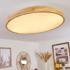 hofstein Plafonnier Bagaha LED Brun, Couleur bois, 1 lumière, Télécommandes* Lampes Modernes