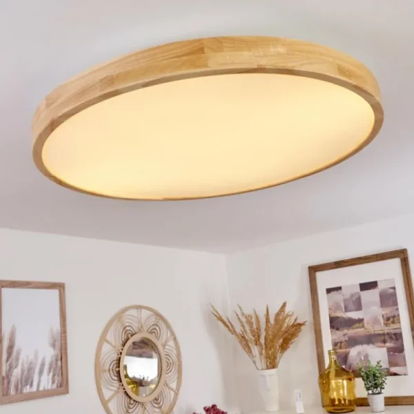 hofstein Plafonnier Bagaha LED Brun, Couleur bois, 1 lumière, Télécommandes* Lampes Modernes