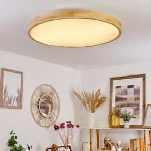 hofstein Plafonnier Bagaha LED Brun, Couleur bois, 1 lumière, Télécommandes* Lampes Modernes
