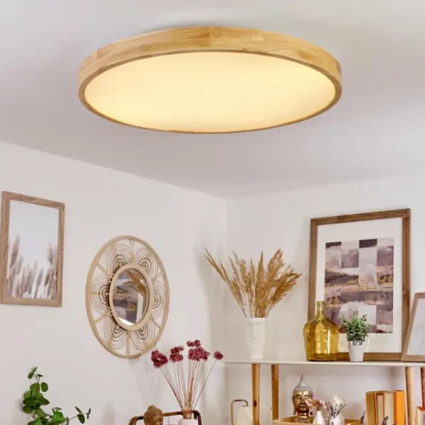 hofstein Plafonnier Bagaha LED Brun, Couleur bois, 1 lumière, Télécommandes* Lampes Modernes