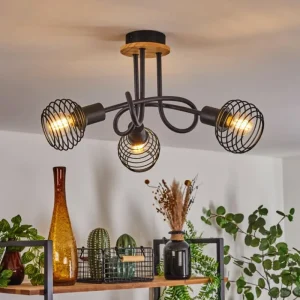 hofstein Plafonnier Ballis Écru, Noir, 3 lumières* Lampes Modernes