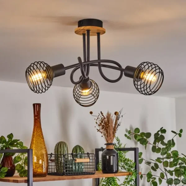 hofstein Plafonnier Ballis Écru, Noir, 3 lumières* Lampes Modernes