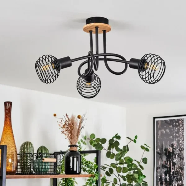 hofstein Plafonnier Ballis Écru, Noir, 3 lumières* Lampes Modernes