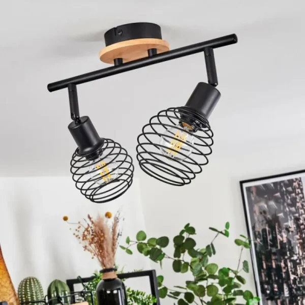 hofstein Plafonnier Ballis Écru, Noir, 2 lumières* Lampes Modernes