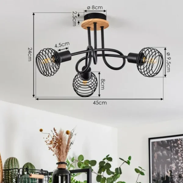 hofstein Plafonnier Ballis Écru, Noir, 3 lumières* Lampes Modernes