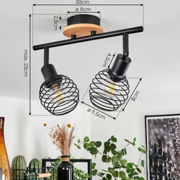 hofstein Plafonnier Ballis Écru, Noir, 2 lumières* Lampes Modernes