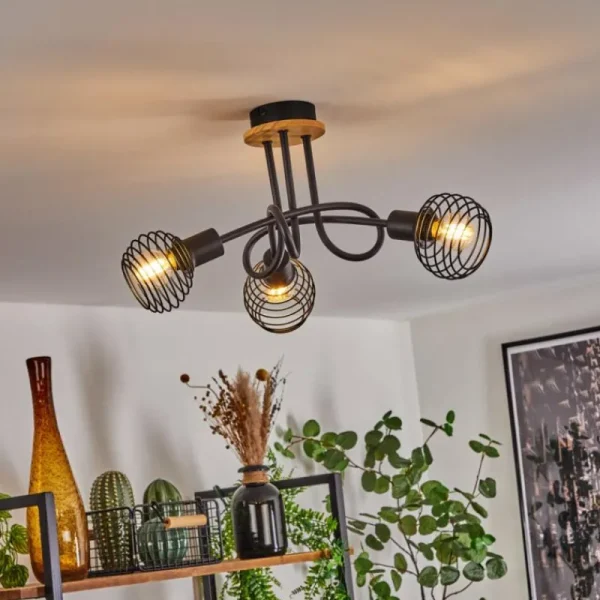 hofstein Plafonnier Ballis Écru, Noir, 3 lumières* Lampes Modernes