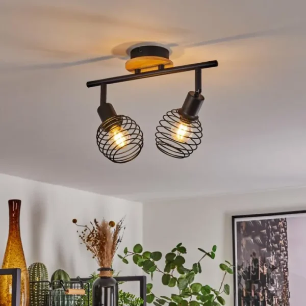 hofstein Plafonnier Ballis Écru, Noir, 2 lumières* Lampes Modernes