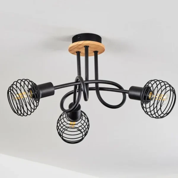 hofstein Plafonnier Ballis Écru, Noir, 3 lumières* Lampes Modernes