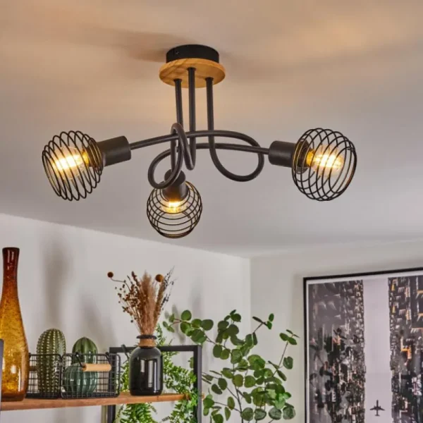 hofstein Plafonnier Ballis Écru, Noir, 3 lumières* Lampes Modernes