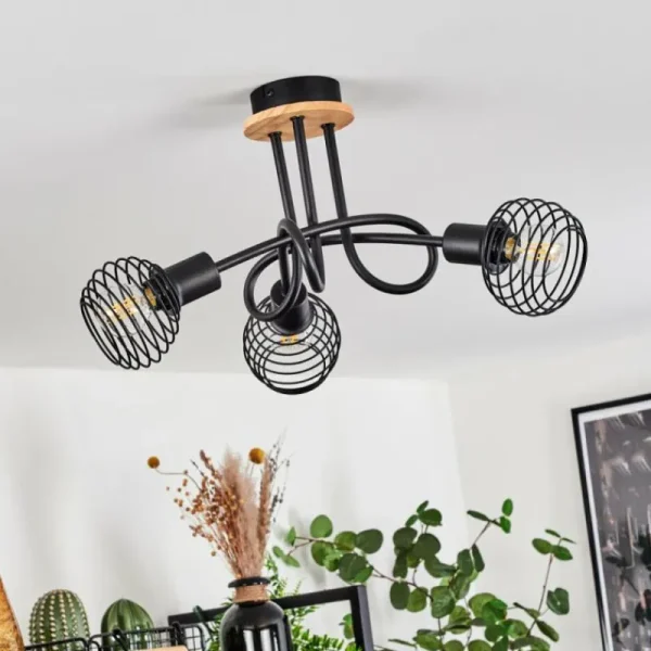 hofstein Plafonnier Ballis Écru, Noir, 3 lumières* Lampes Modernes