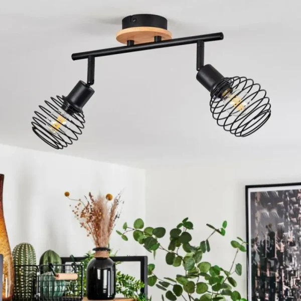 hofstein Plafonnier Ballis Écru, Noir, 2 lumières* Lampes Modernes
