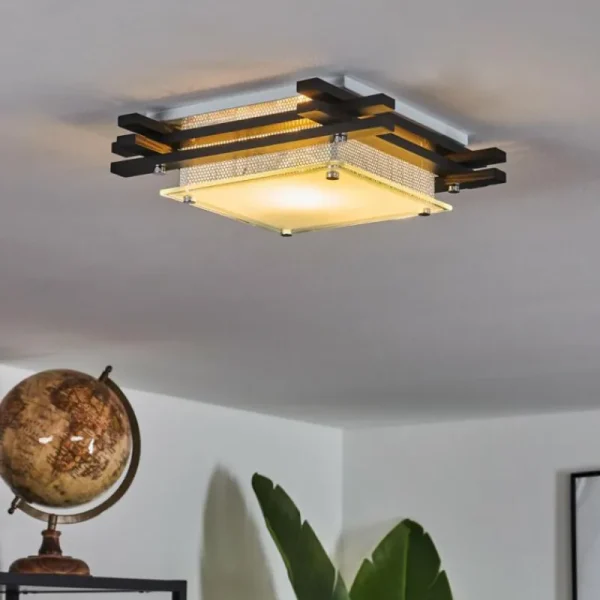 hofstein Plafonnier Balouta Noir, Blanc, 1 lumière* Lampes Modernes