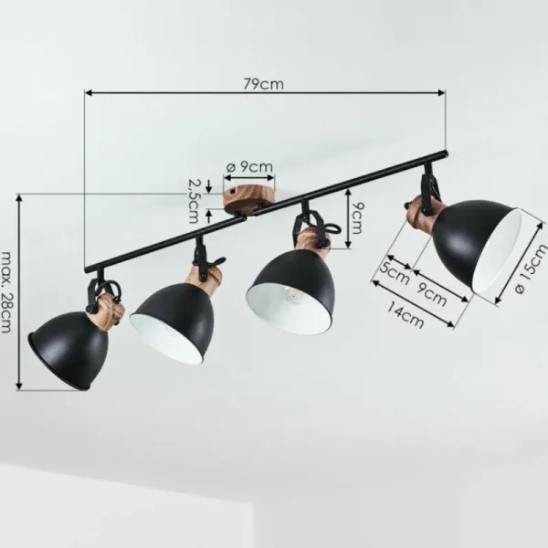 hofstein Plafonnier Banjul Brun, Noir, 4 lumières* Lampes Modernes