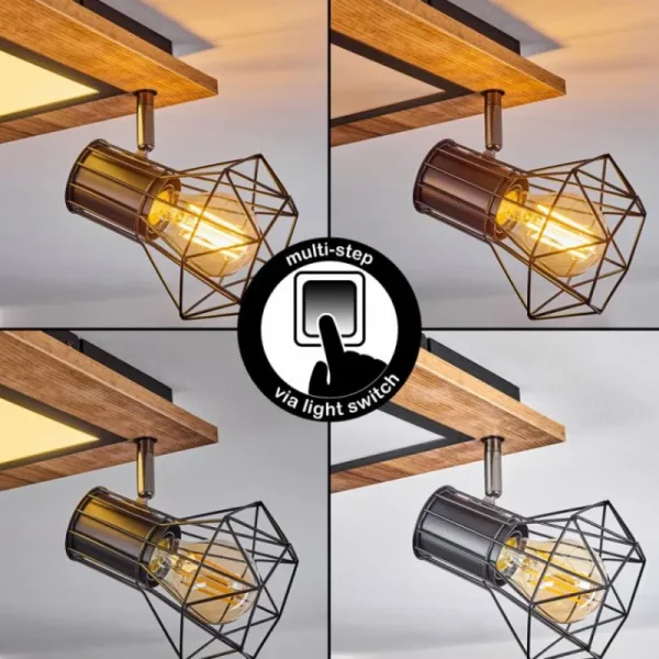 hofstein Plafonnier Bardhaman LED Chrome, Couleur bois, Noir, Blanc, 3 lumières* Lampes Modernes