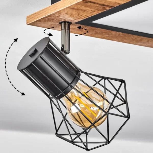 hofstein Plafonnier Bardhaman LED Chrome, Couleur bois, Noir, Blanc, 3 lumières* Lampes Modernes