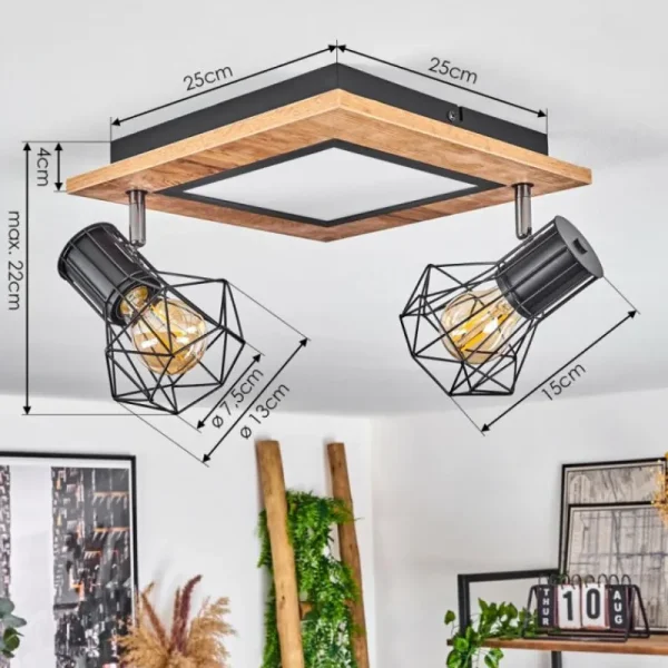 hofstein Plafonnier Bardhaman LED Chrome, Couleur bois, Noir, Blanc, 3 lumières* Lampes Modernes