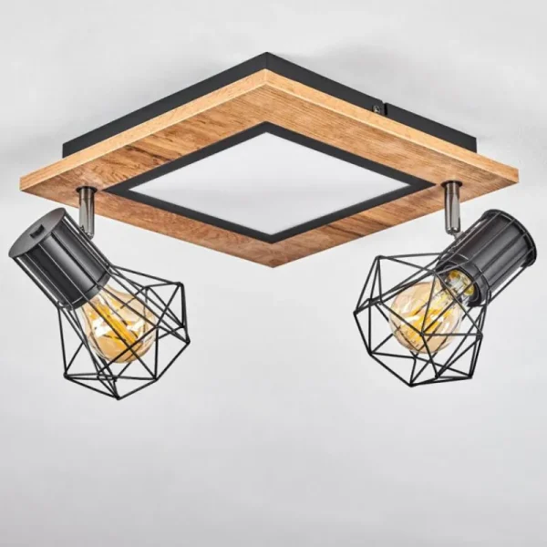 hofstein Plafonnier Bardhaman LED Chrome, Couleur bois, Noir, Blanc, 3 lumières* Lampes Modernes