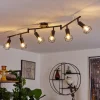 hofstein Plafonnier Baripada Bois foncé, Noir, 6 lumières* Lampes Modernes