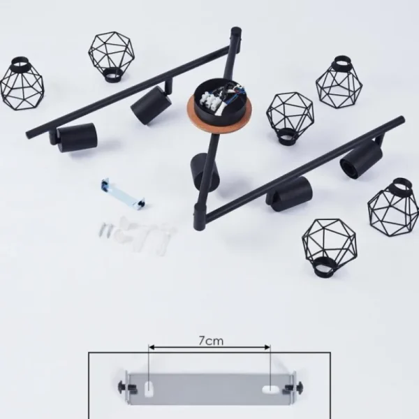 hofstein Plafonnier Baripada Bois foncé, Noir, 6 lumières* Lampes Modernes